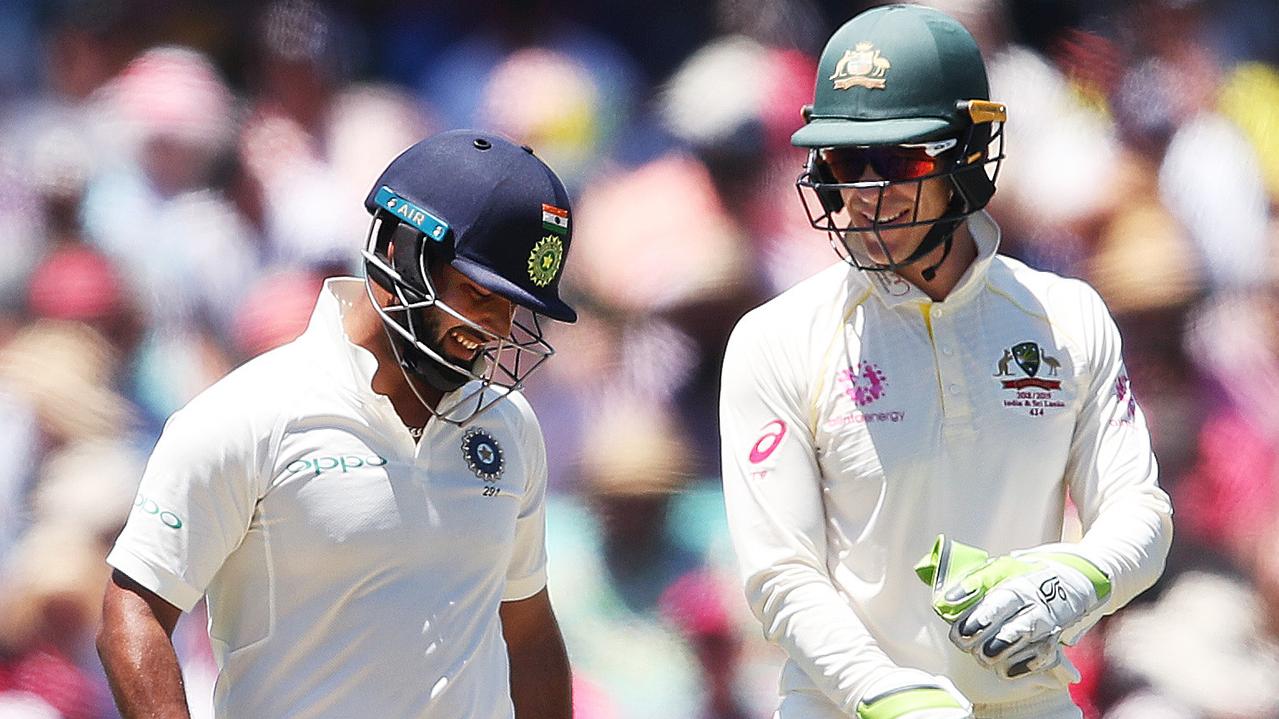 India's Rishabh Pant has a laugh with Australia's Tim Paine.