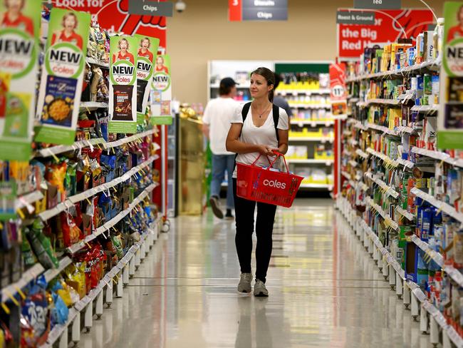 Federica Causero 32yrs from West End pictured at Coles for a story on consumers buying more Home Brands, West End Thursday 11th April 2019 Picture AAP/David Clark