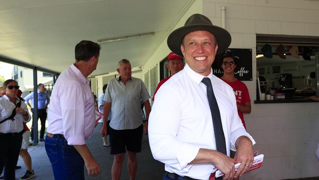 Premier Steven Miles visits pre polling at the Caloundra Cricket Club on the Sunshine Coast. Picture – Adam Head.