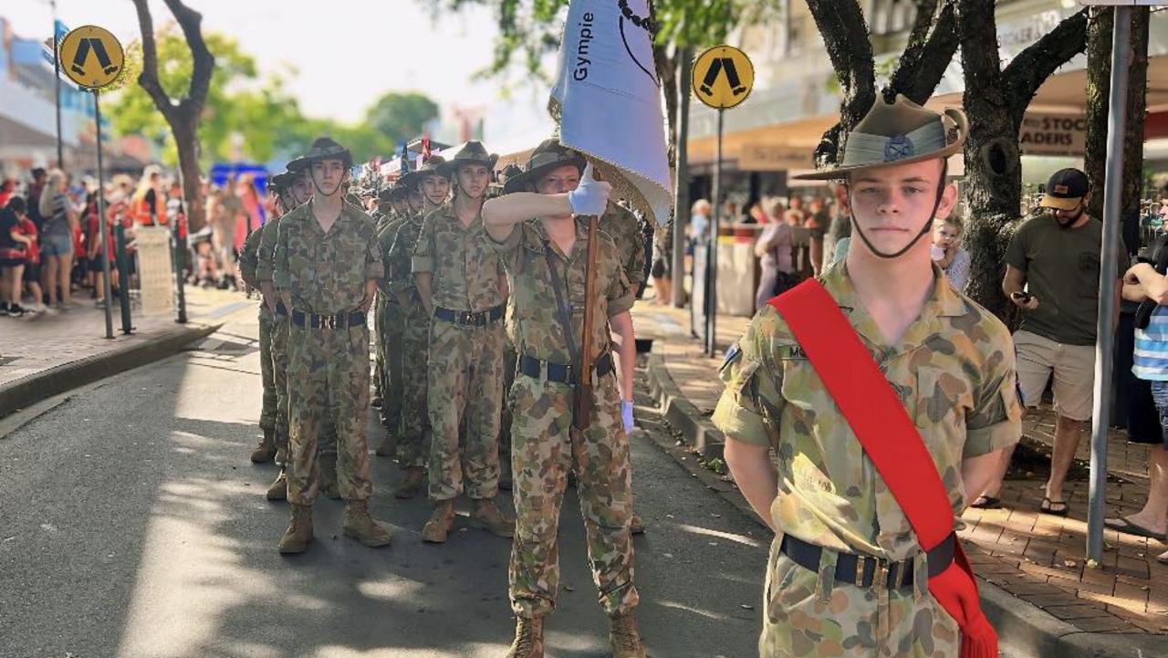 Australian Army Cadets walked in unison at the Gympie 2024 Anzac Day parade.