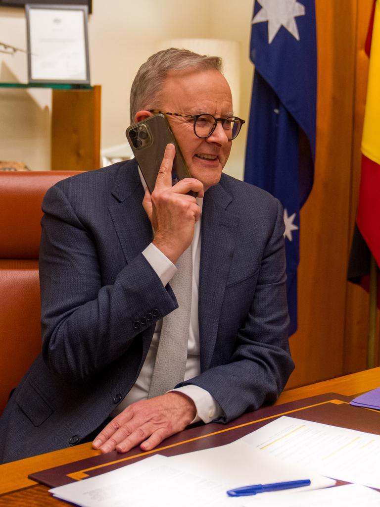 Albanese calls Julian Assange to welcome him home. Picture: Supplied