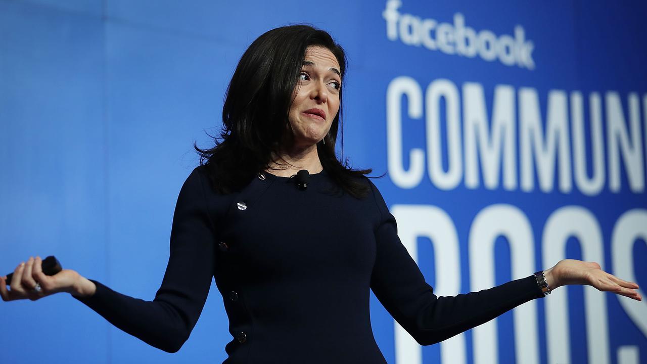 ‘Fine with this’: Facebook’s chief operating officer Sheryl Sandberg. Picture: Joe Raedle/Getty Images/AFP