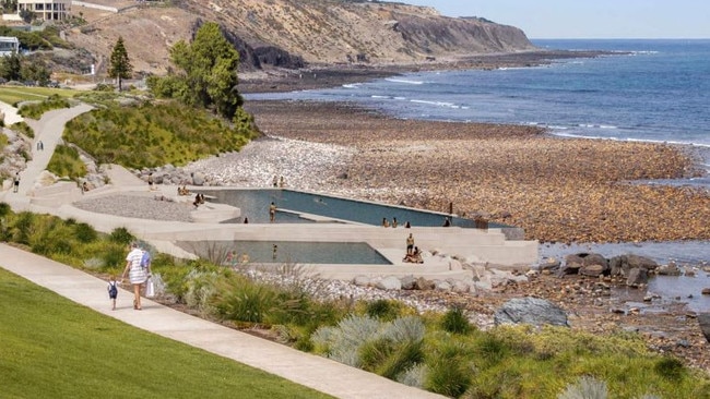 The City of Marion will vote to endorse either a 25m or a 50m pool at Hallett Cove on Tuesday night. Pic: City of Marion