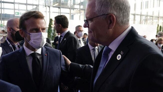 Scott Morrison and Emmanuel Macron. Picture: Supplied