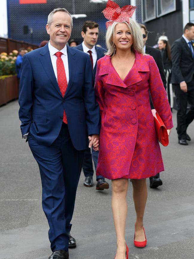 Federal Opposition leader Bill Shorten and his wife Chloe Shorten. Picture: AAP