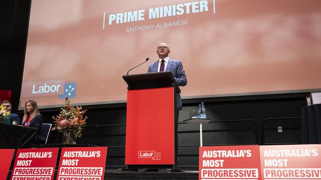 Anthony Albanese addresses the ACT Labor Conference in Canberra. Picture: NCA NewsWire / Martin Ollman