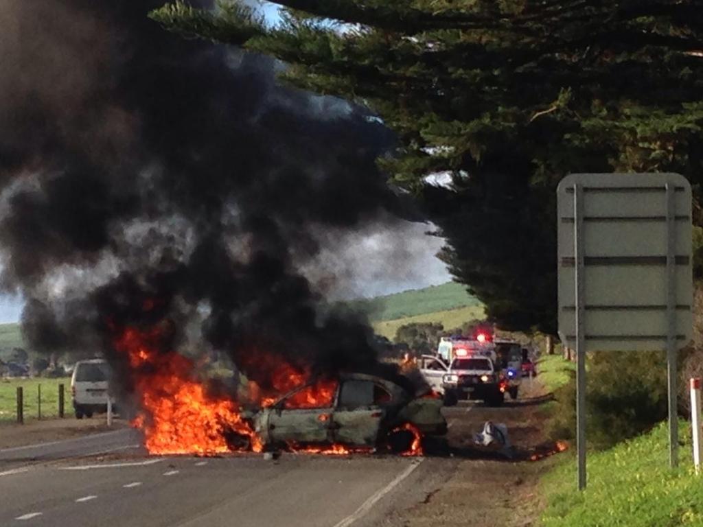 The fatal crash at Normanville. Picture: Nine