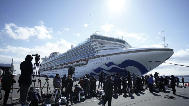 The cruise ship Diamond Princess is anchored at Yokohama Port. Picture: Eugene Hoshiko/AP