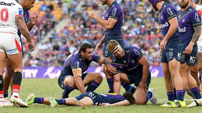 Ryan Papenhuyzen was KO’d during Magic Round. Picture: Bradley Kanaris/Getty