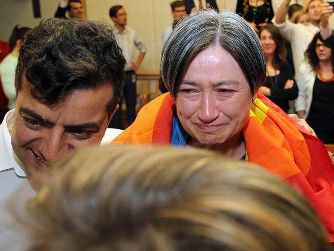 The same-sex marriage vote was watched by a very emotional Senator Penny Wong and the politicians from all parties in Parliament House in Canberra. Picture Gary Ramage