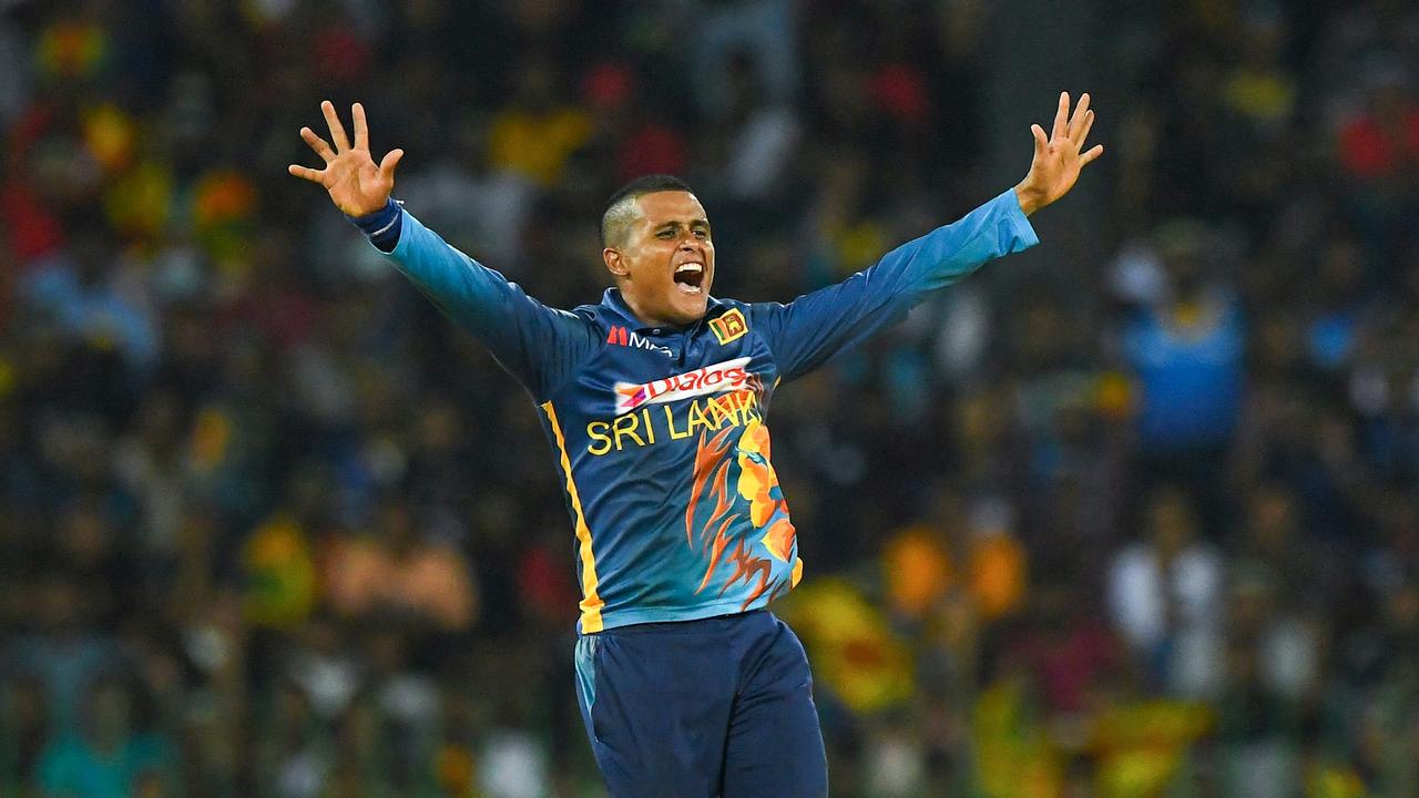 Sri Lanka's Jeffrey Vandersay celebrates another wicket. Picture: Ishara S. Kodikara / AFP