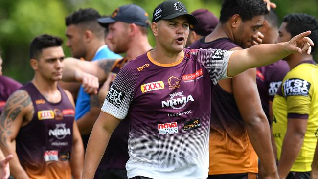 Anthony Seibold points to a future without Kodi Nikorima (left) at halfback. Picture: AAP/Darren England. 