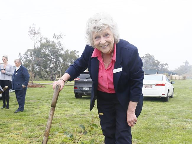 A new tourism venture is opened on the banks of the Derwent River at Gretna called Truffle Lodge. Pictured is Central Highlands Mayor Loueen Triffitt turning the first sod on some trees essential for the endangered swift parrot. PIC: MATT THOMPSON