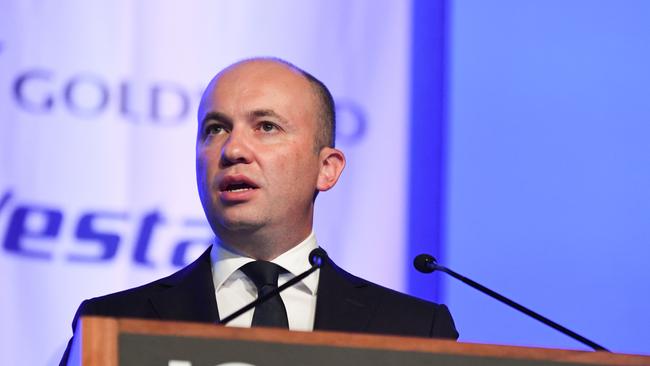 NSW Energy Minister Matt Kean addresses the Clean Energy summit at the International Convention Centre in Sydney. The Energy Summit explored the challenges for Australia's energy system. (AAP Image/Peter Rae).