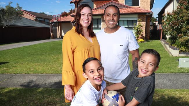 West Sydney residents Amanda and Trevor de Souza, with twins, Alexander and Oliver, are looking for an energy-efficient home to buy. Picture: John Feder/The Australian