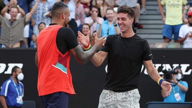 Nick Kyrgios and Thanasi Kokkinakis have been must-see action on the doubles court. Picture: Michael Klein