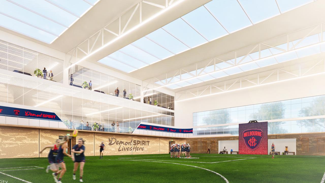 An artist’s impression of the Melbourne Football Club plans for new headquarters at Caulfield racecourse. Picture: Supplied