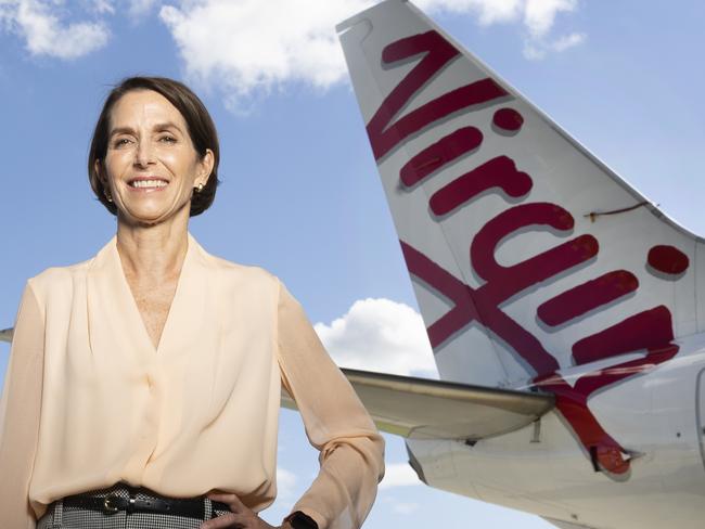 BRISBANE AUSTRALIA - NewsWire Photos MAY 20, 2021: Virgin CEO Jayne Hrdlicka visits the Virgin Brisbane terminal to announce several domestic growth opportunities in response to strengthening leisure and business travel demand. NCA NewsWire / Sarah Marshall