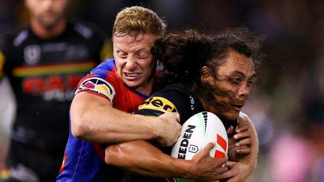 Jarome Luai’s hair has divided the NRL. Photo by Brendon Thorne/Getty Images