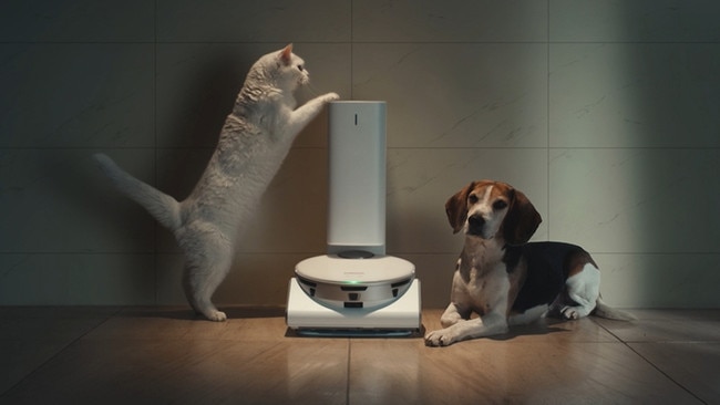 Samsung's Jetbot 90 is a robotic vacuum cleaner that also senses when dogs bark and alerts their owner.