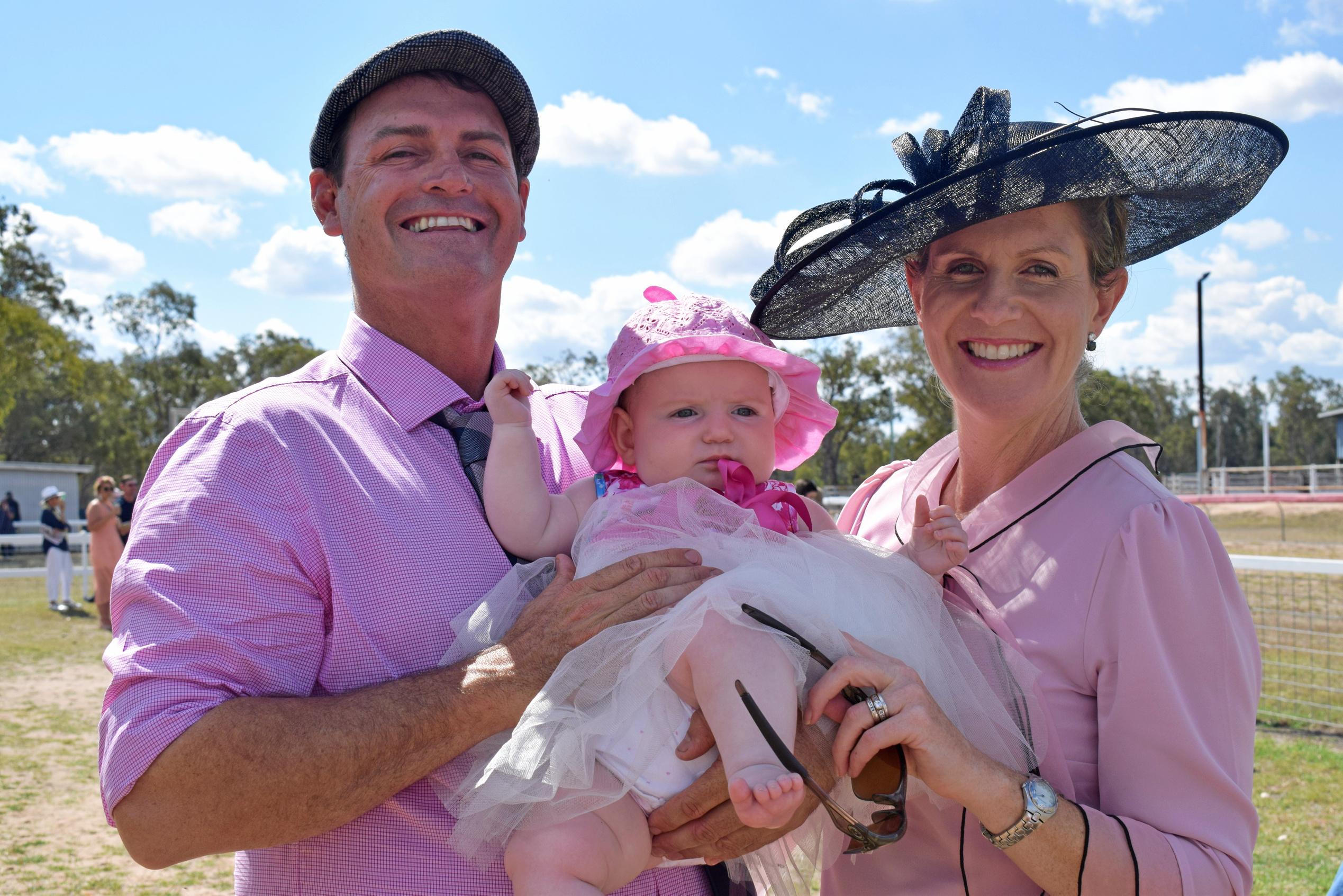 Terry Collins, little Lillian Collins, and Tess Hennessey-Collins at the Tara Races October 6, 2018. Picture: Brooke Duncan