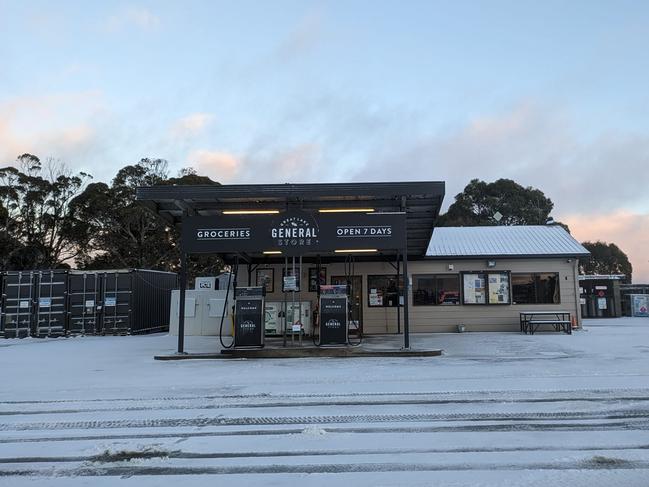 A dusting of snow at Great Lake Hotel in Tasmania's  Central Highlands. Picture: Facebook