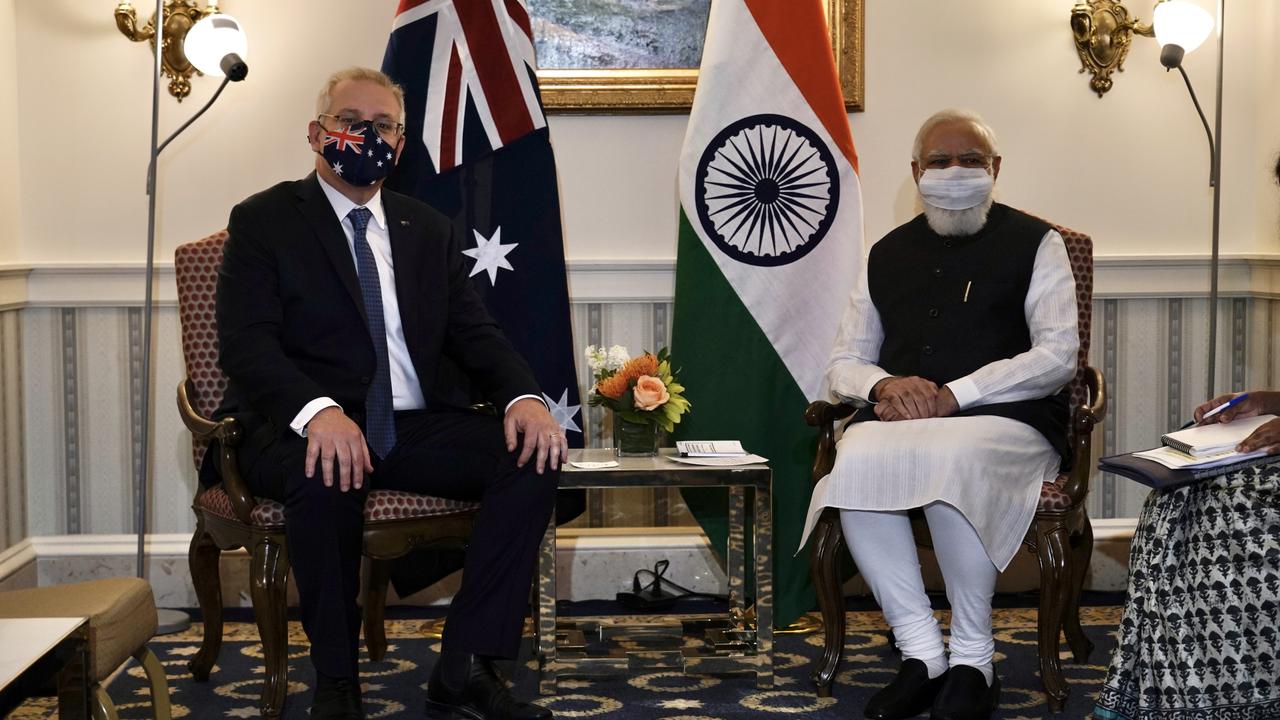 Prime Minister Scott Morrison holds a bilateral meeting with Prime Minister Narendra Modi of India. Picture: Adam, Taylor via PMO