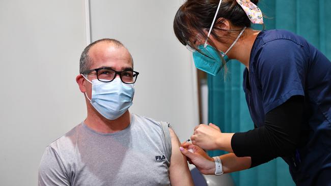 James Merlino received his second Pfizer Covid-19 vaccine in June. Picture: AAP Image