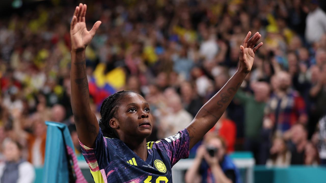 SYDNEY, AUSTRALIA – JULY 30: Linda Caicedo of Colombia celebrates after scoring her team's first goal during the FIFA Women's World Cup Australia &amp; New Zealand 2023 Group H match between Germany and Colombia at Sydney Football Stadium on July 30, 2023 in Sydney, Australia. (Photo by Cameron Spencer/Getty Images)