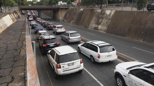 Traffic tailbacks on Goodwood Road. Picture: Keryn Stevens