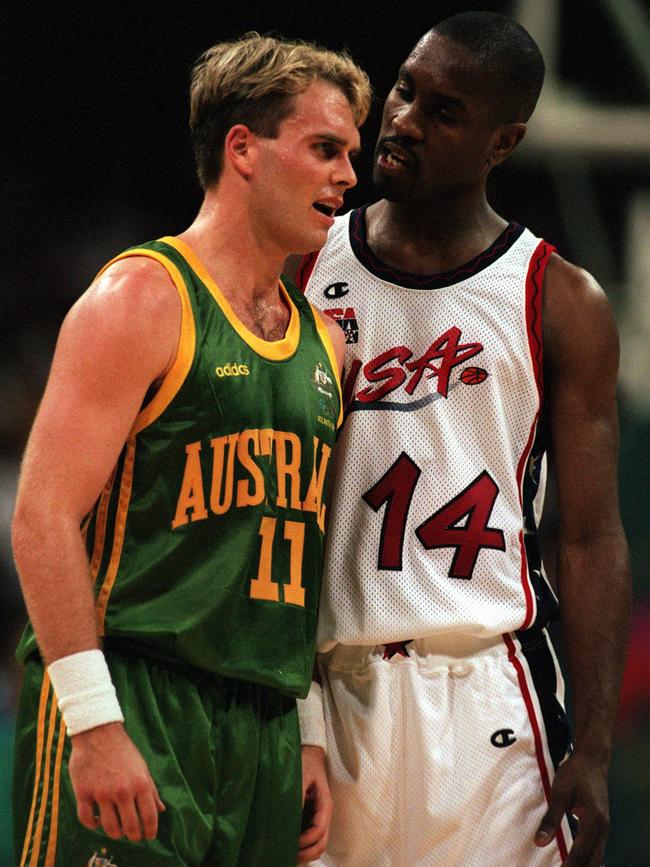 Shane Heal and the Glove enjoyed a running battle on the international stage and in the NBA. Picture: Supplied