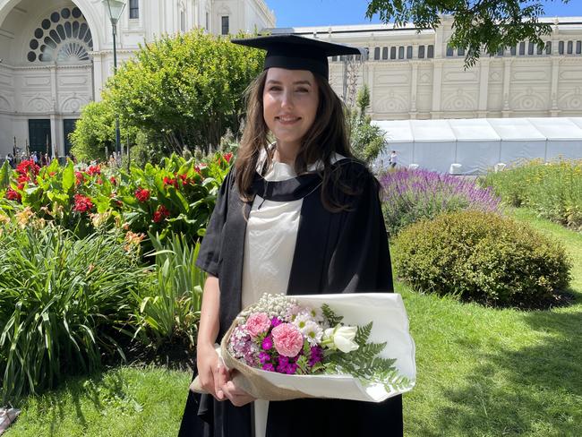 Elsie Millar graduated with a Juris Doctor at the 2024 University of Melbourne graduations. Picture: Himangi Singh