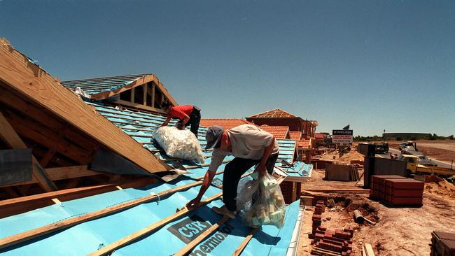 Roof tilers at work on new housing. From a housing policy perspective, there is a view that housing affordability for owner-occupiers can be improved by discouraging investors through tax measures. Picture: supplied