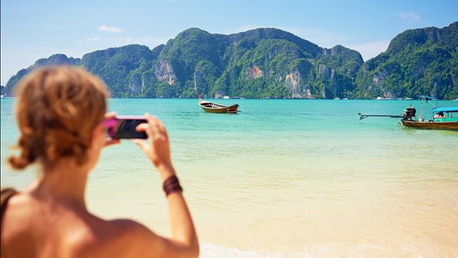 Photographing a beautiful beach whilst on holidays