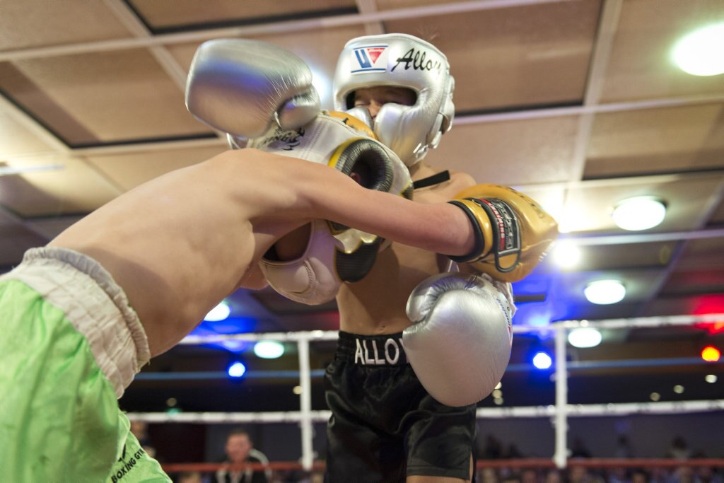 Fundraising bout participants Junior Richards (left) and Adrian Young at Smithy and TGW Bring The Big Fights 14 at Rumours International, Saturday, October 22, 2016. Picture: Kevin Farmer