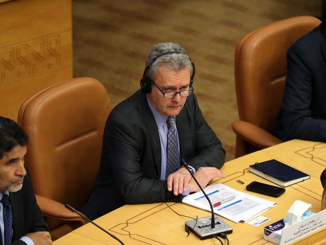 Rick Brennan, the WHO's acting regional emergency director, at a press briefing in Cairo following the country’s first reported case of the deadly coronavirus. Picture: AFP