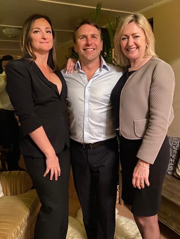 Richard Buttrose with his partner Tiffany Farrington (left) and friend Margaret Cunneen.