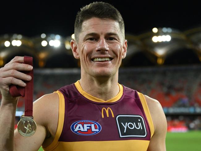 Dayne Zorko with his second QClash Medal of the year. Picture: Matt Roberts/AFL Photos/via Getty Images