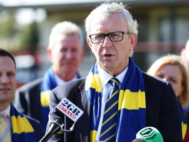 Parramatta Eels Club CEO Bernie Gurr announces the Parramatta Eels have secured funding for Australia's largest community rugby league facility in Kellyville, Sydney. Picture: Brett Costello