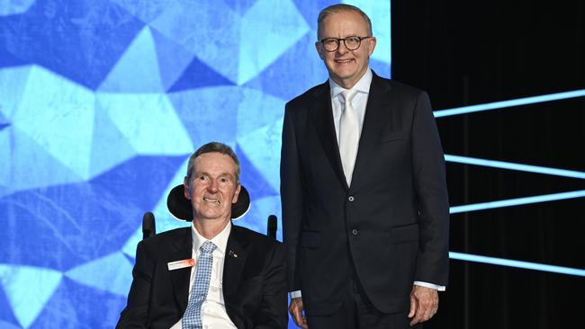 Australian of the Year – Neale Daniher AO with Prime Minister Anthony Albanese at the National Arboretum in Canberra Picture: NewsWire / Martin Ollman