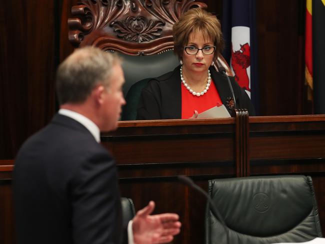 Speaker Sue Hickey and Premier Will Hodgman in Question Time. Picture: NIKKI DAVIS-JONES