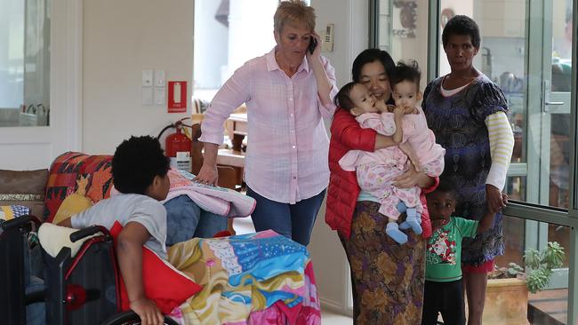 Conjoined twins Nima and Dawa arrive in Australia to have life saving surgery with mum Bhumchu Zangmo. Picture: Alex Coppel