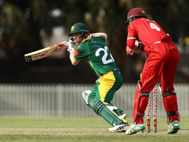 David Warner guides the ball through the off side.