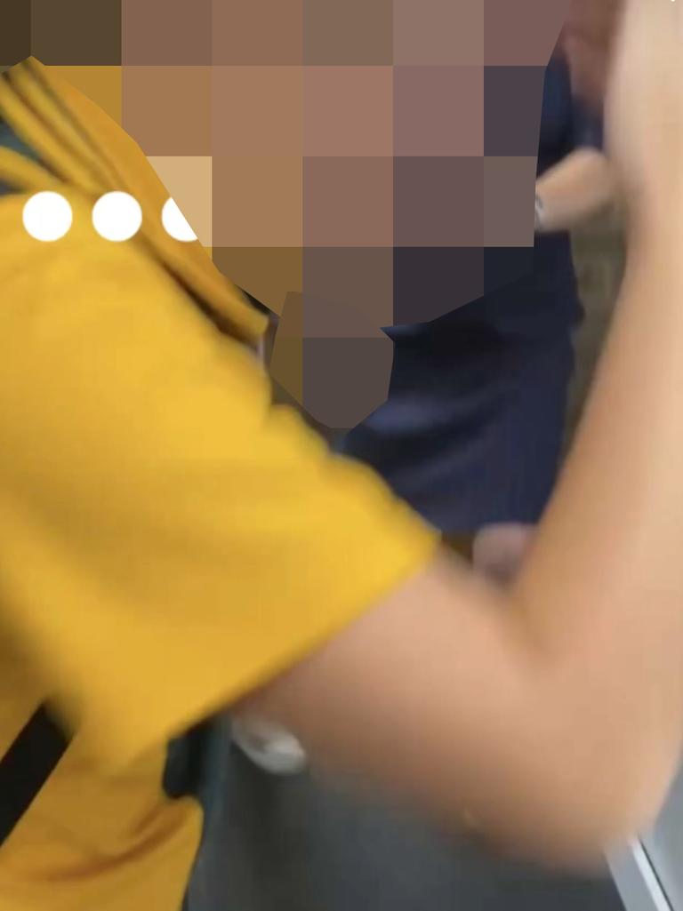 Images of students from a regional NSW school are being uploaded to bullying social media pages. This image shows a photo of a student being ganged up on by other pupils. Picture; Instagram
