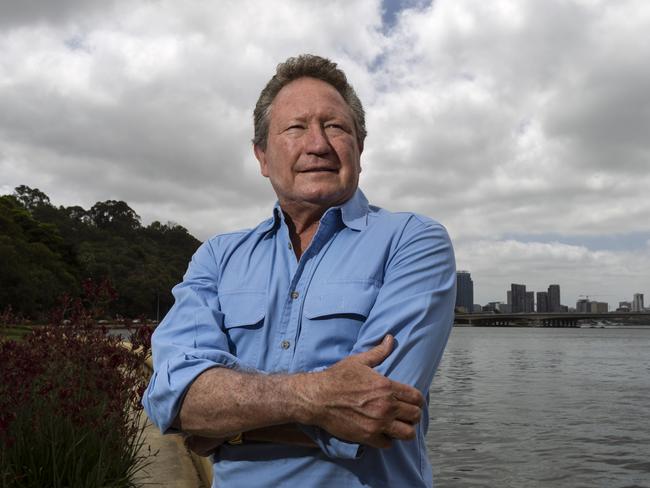 Andrew Forrest pictured along Swan River, Perth WA. Forrest has written a letter to Facebook CEO Mark Zuckerberg criticising his lack of action over fake ads.PHOTO: MARIE NIRME