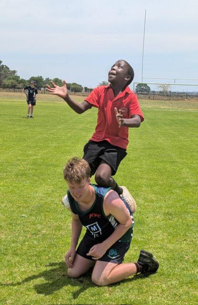 A local flies for a screamer. Picture: St Mary's Sporting Club