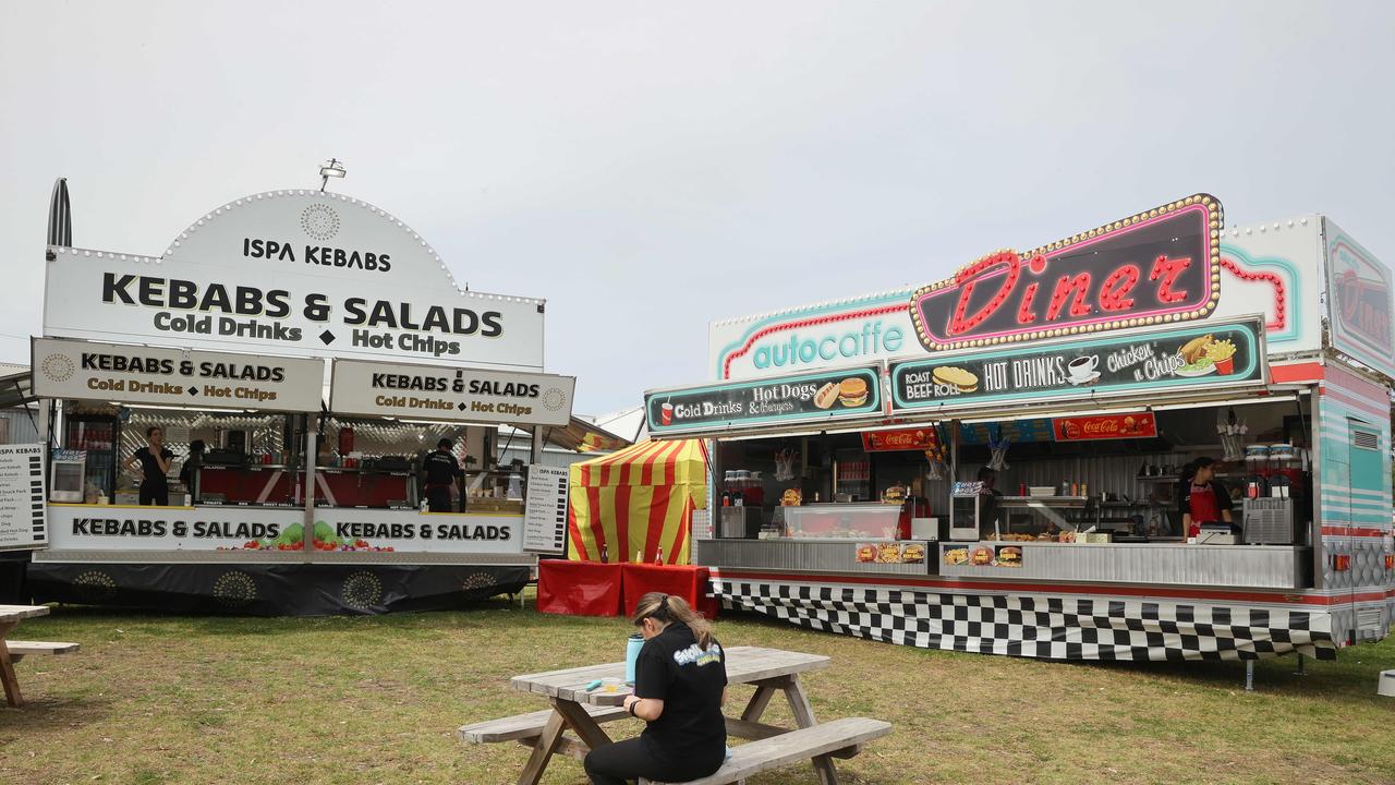 Some of the food truck offerings at the Geelong Show. Picture: Alison Wynd