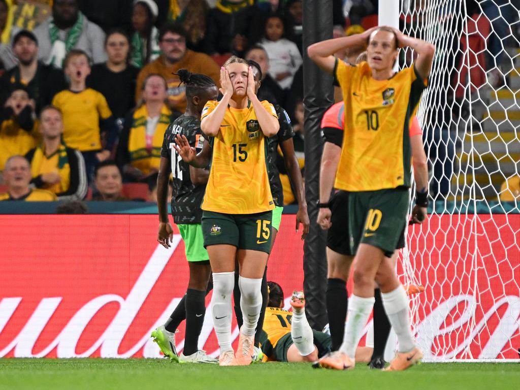 The injury-hit Matildas endured a nightmare against Nigeria. Picture: Bradley Kanaris/Getty Images