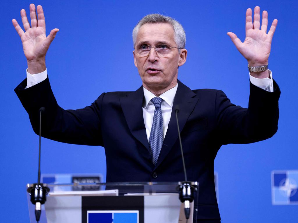 NATO Secretary-general Jens Stoltenberg addresses a press conference ahead of a NATO Defence ministers' meeting at the NATO headquarters in Brussels. Picture: AFP