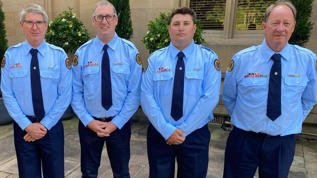 NSW SES Murwillumbah Unit members and award recipients Alex Hetherington, Darren Pearson, Joe Frankland and Kenneth Harrison